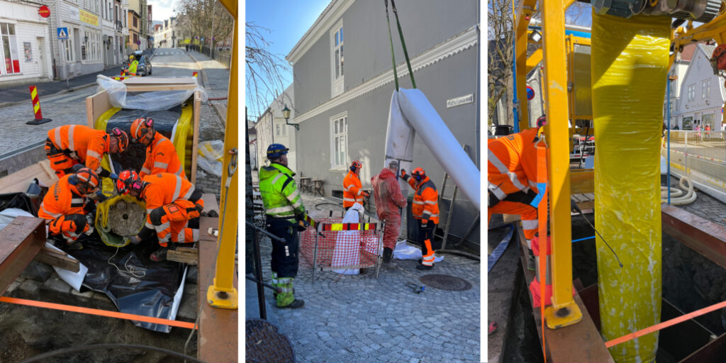 Glassfiberforing var riktig løsning for flere av rørstrekkene, og filtstrømpe for andre.