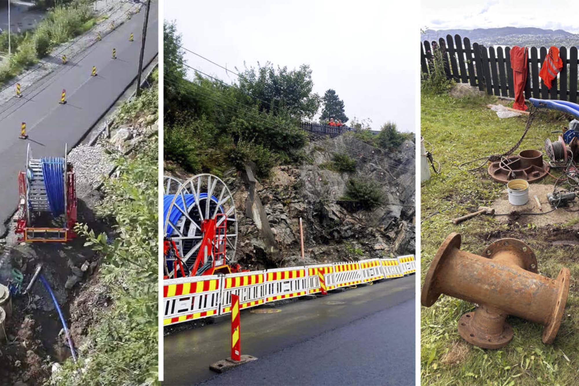 Rørfornyet vannledning i bratt fjellside med tettilsluttet rør